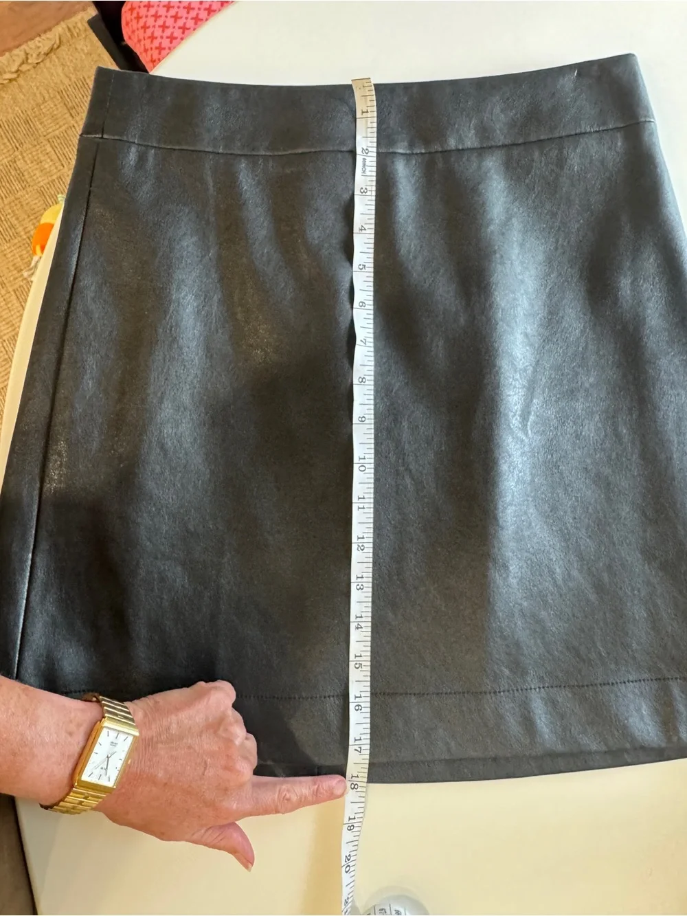 J Crew Black Faux Leather A-Line Skirt